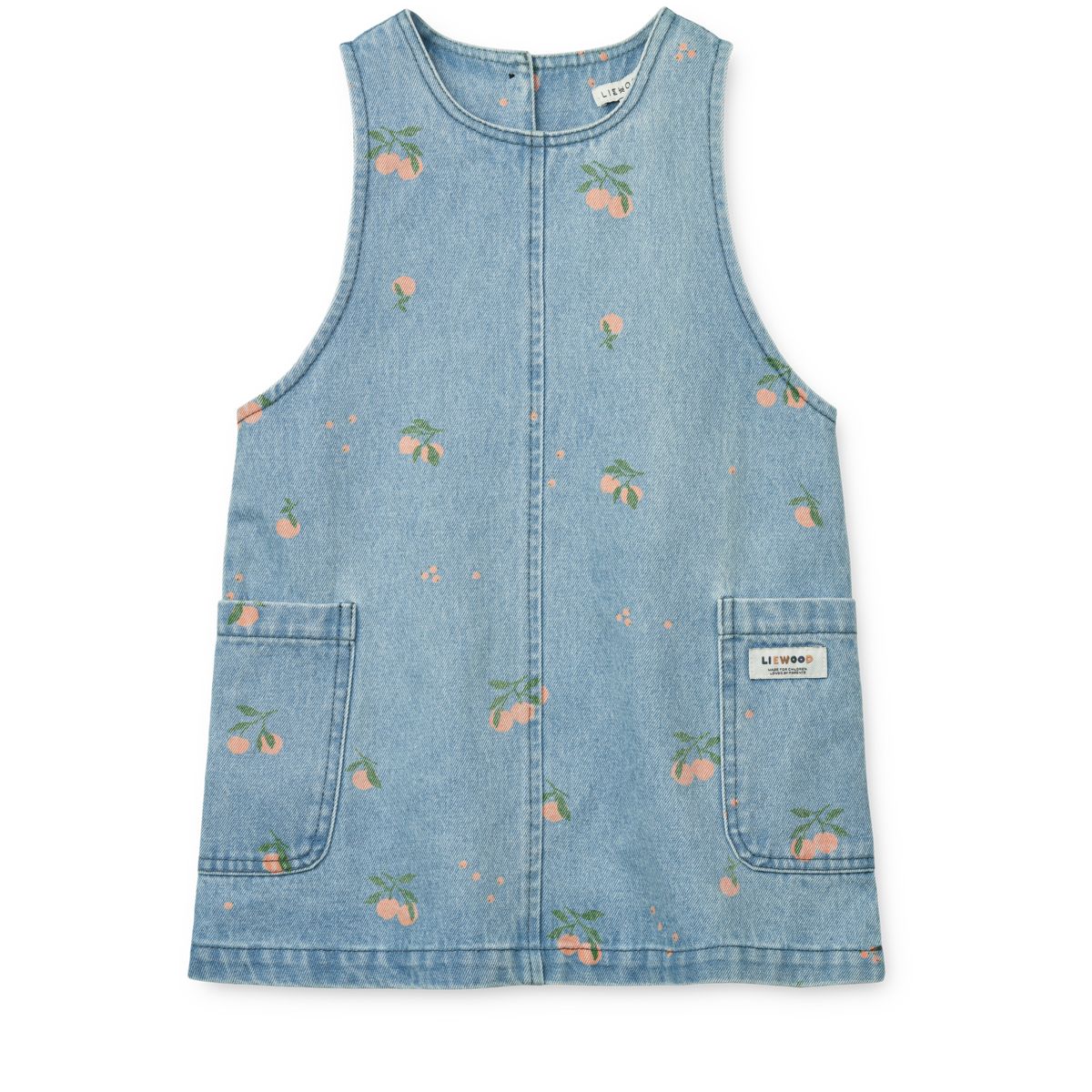 Liewood Angelica Bedrucktes Denim-Kleid - Peach / Light Blue Denim - Kleid