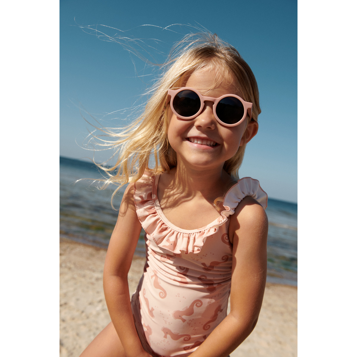 Liewood Kallie Badeanzug mit Print und Rüschen - Seahorse / Apple blossom - Badeanzug