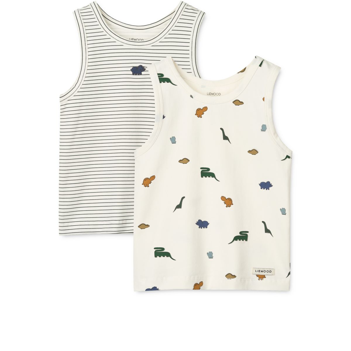 Liewood FARIS Tank Top 2er-Pack - Mini dinosaurs creme / stripe mix - Tank top