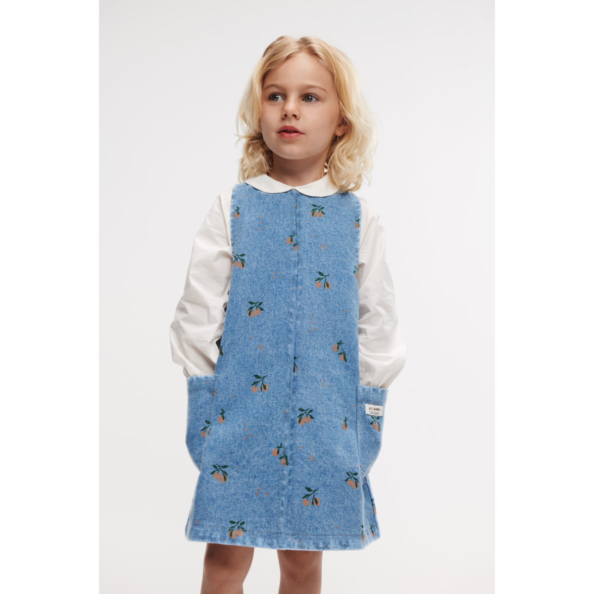 Liewood Angelica Bedrucktes Denim-Kleid - Peach / Light Blue Denim - Kleid