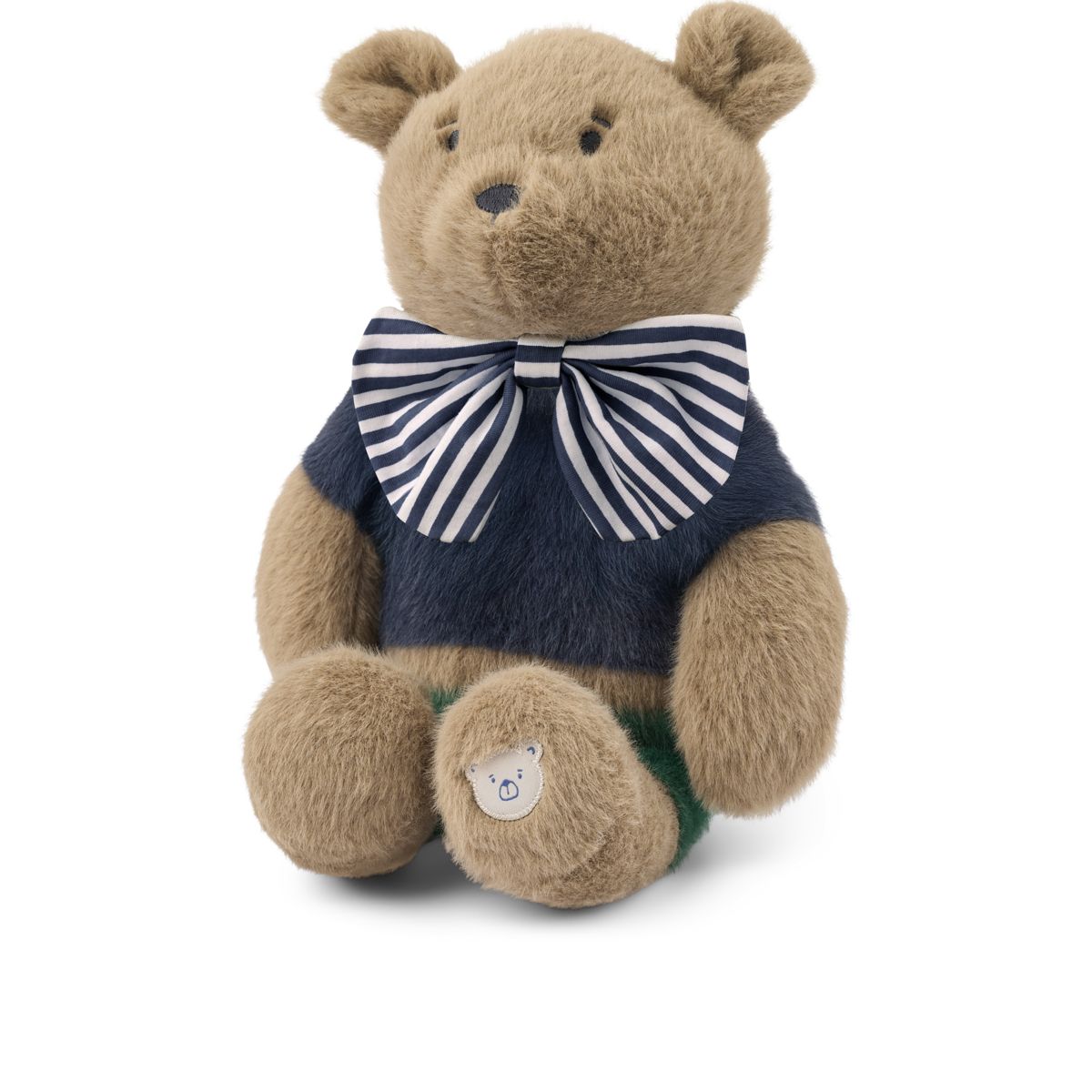 Hubert Bär Festtags-Teddy - Dune / Blue stripe mix