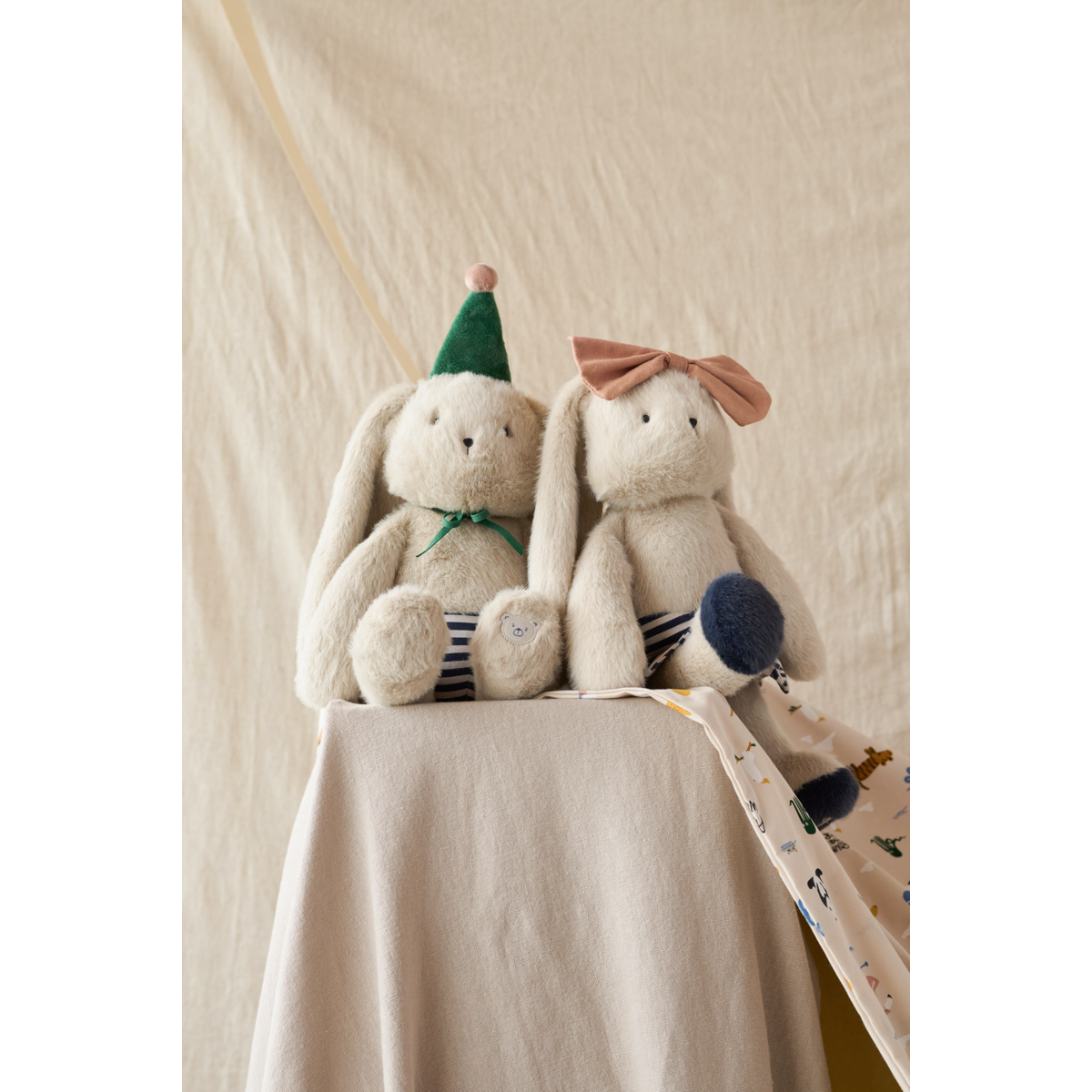 BABETTE Kaninchen Festtags-Teddy - Mist / Navy stripe mix
