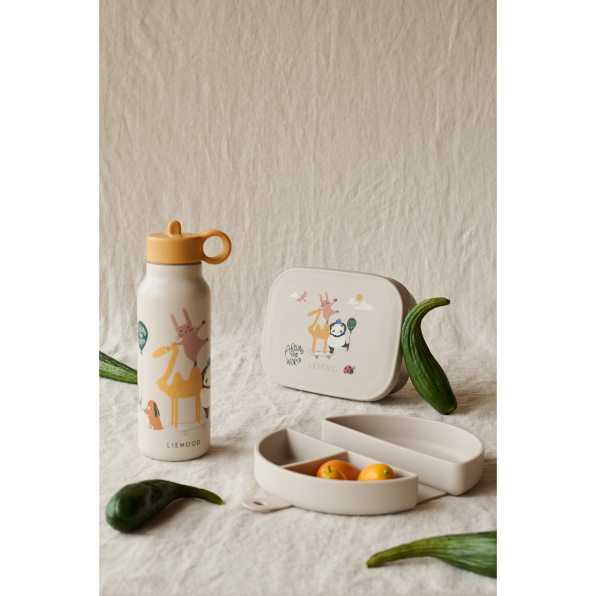 Liewood Eugene Faltbare Snack-Box - Around the world / Sandy - Snackbox