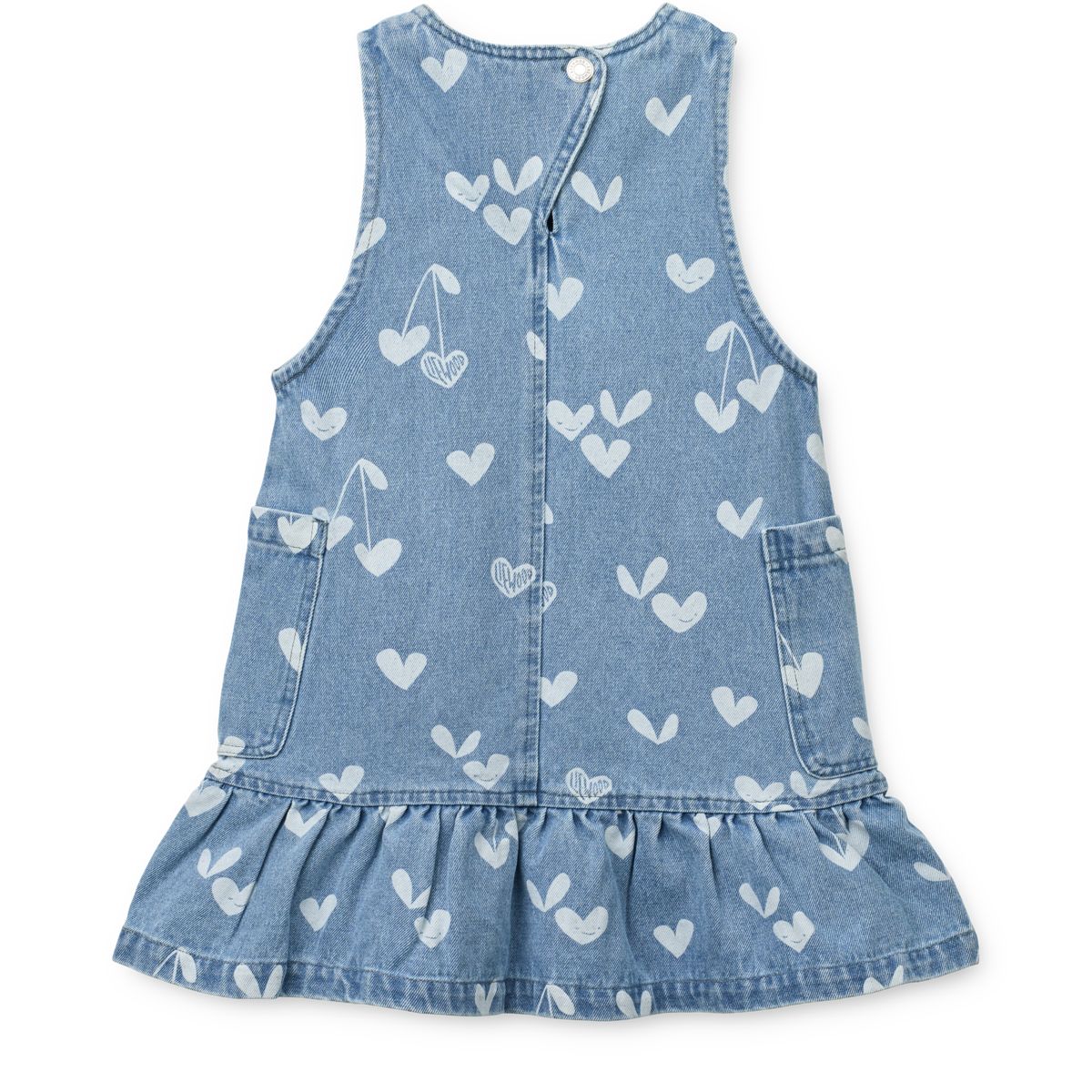 Liewood Angelica Printed Denim frill Dress - Sweethearts / light blue denim - DRESS