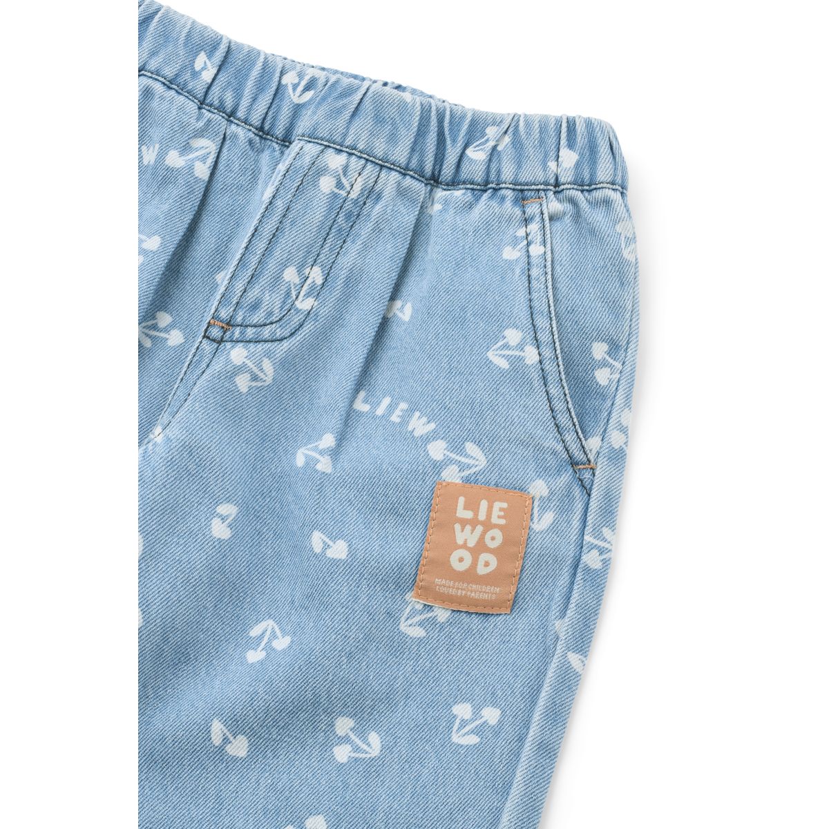 Liewood Borris Light Print Denim Pants - Cherry heart sandy / Denim - PANTS