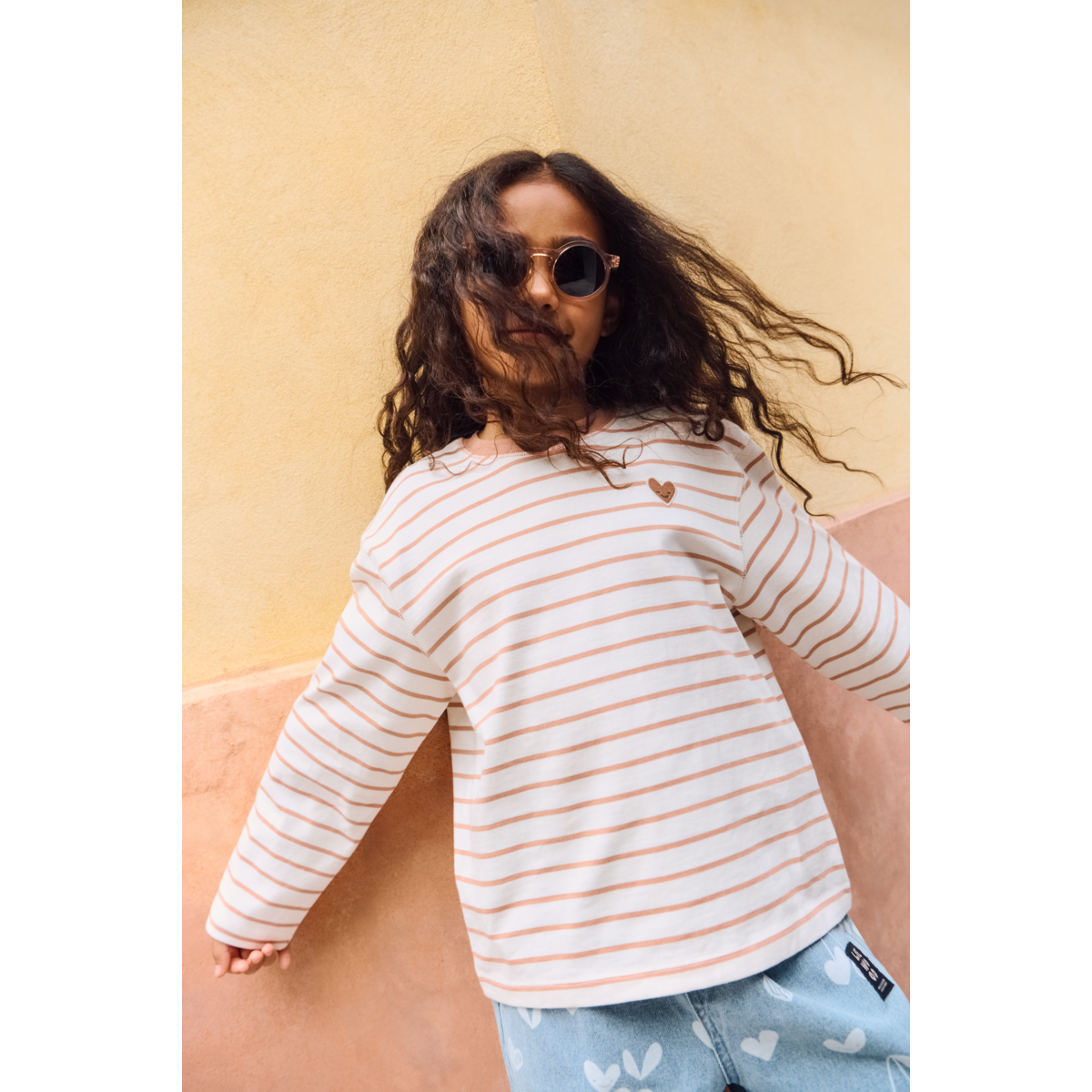 Liewood Tyler Striped Long-sleeve T-shirt - Heart Tuscany rose / Creme de la creme - TSHIRT