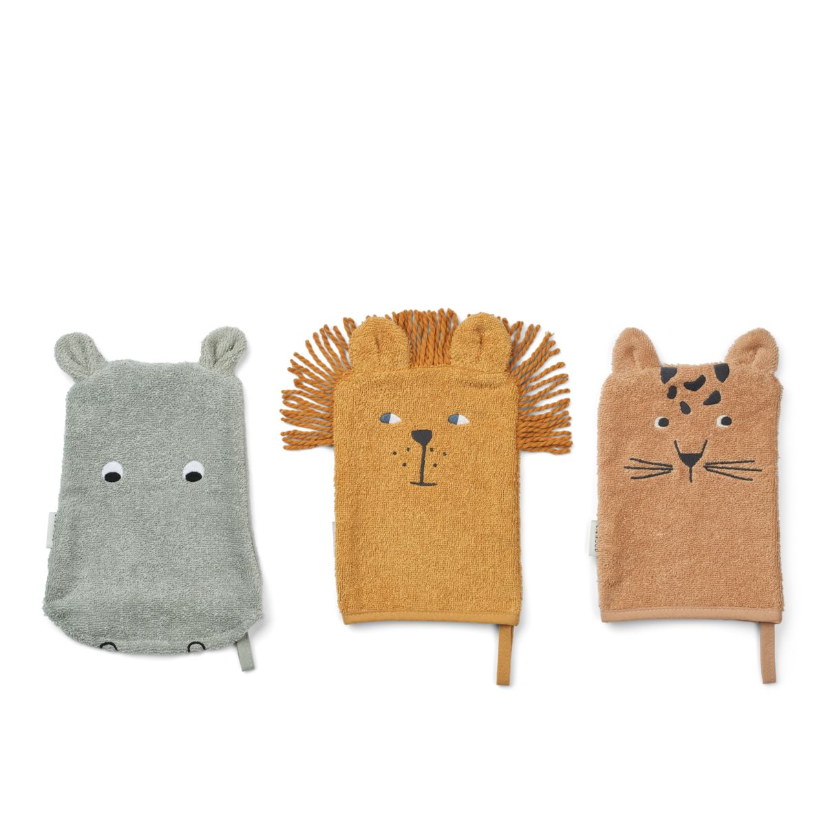 Liewood Sylvester Waschlappen 3er-Pack - Safari mix - Häntucher / Waschlasppen