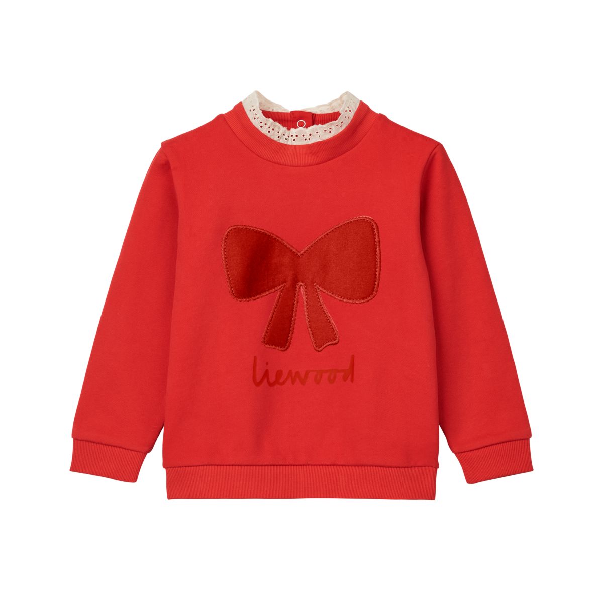 Liewood Rakel Sweatshirt mit Spitze - Holiday bow dark red / Apple red - Sweatshirts