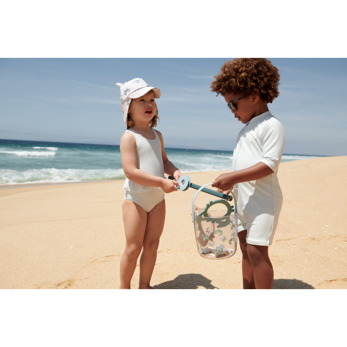 Liewood Max Schwimm-Jumpsuit Seersucker - Y/D stripe Pure sky / Creme de la creme - Badeanzug