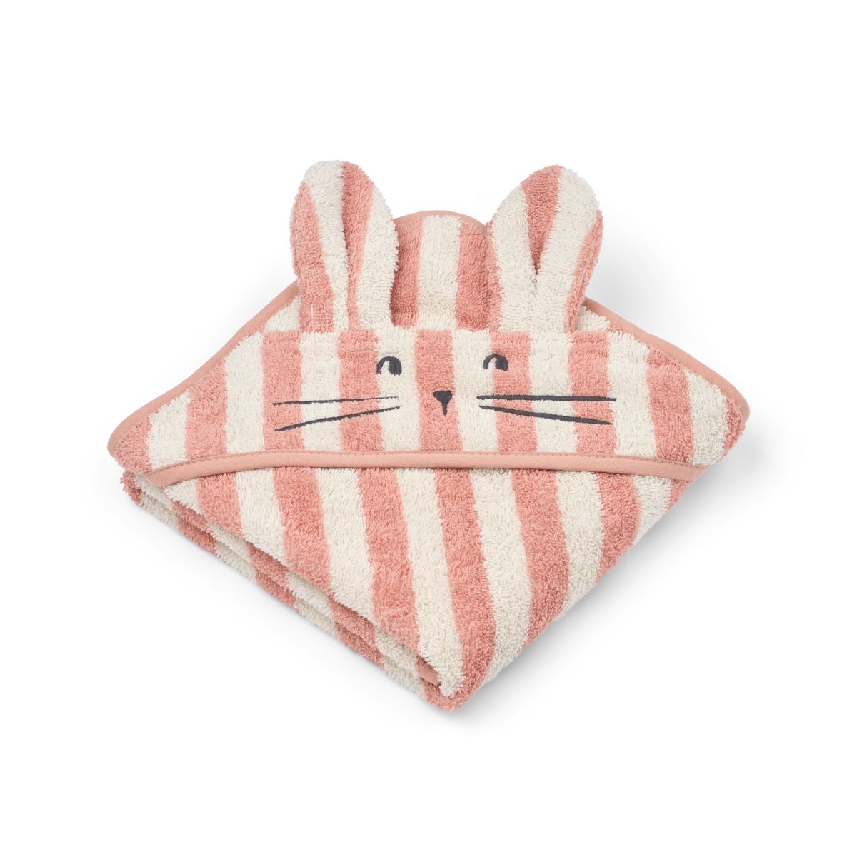ALBERT Babyhandtuch mit Kapuze - Coral blush / creme de la creme stripe