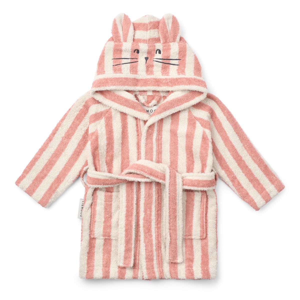 LILY Bademantel - Coral blush / creme de la creme stripe