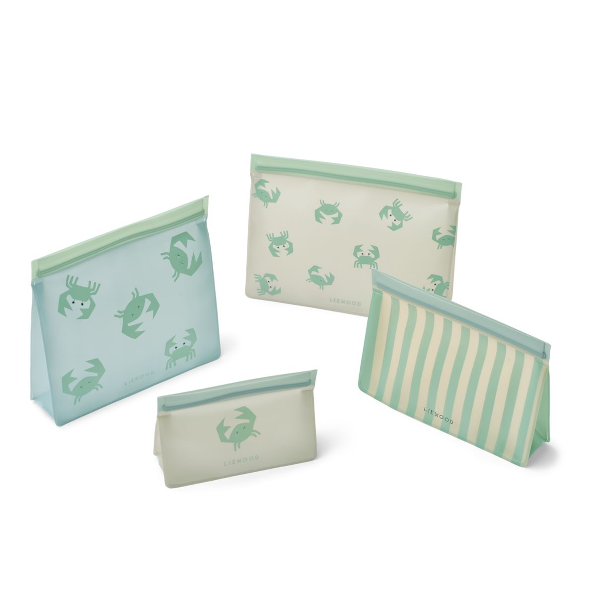 Liewood Keith Mehrweg-Lebensmittelbeutel, 4er-Pack - Crab / Sandy - SNACK-TASCHE