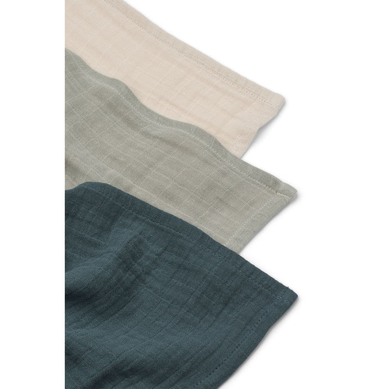 Liewood Lewis Baumwollmusselin Tuch 3er-Pack - Dove blue mix - Musselin Tuch