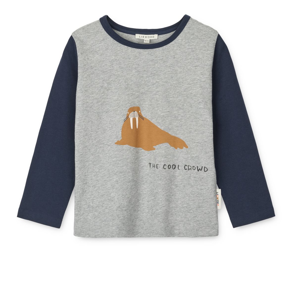 Liewood APIA Langarm T-Shirt - Walrus / Grey melange / Classic navy - T-shirt