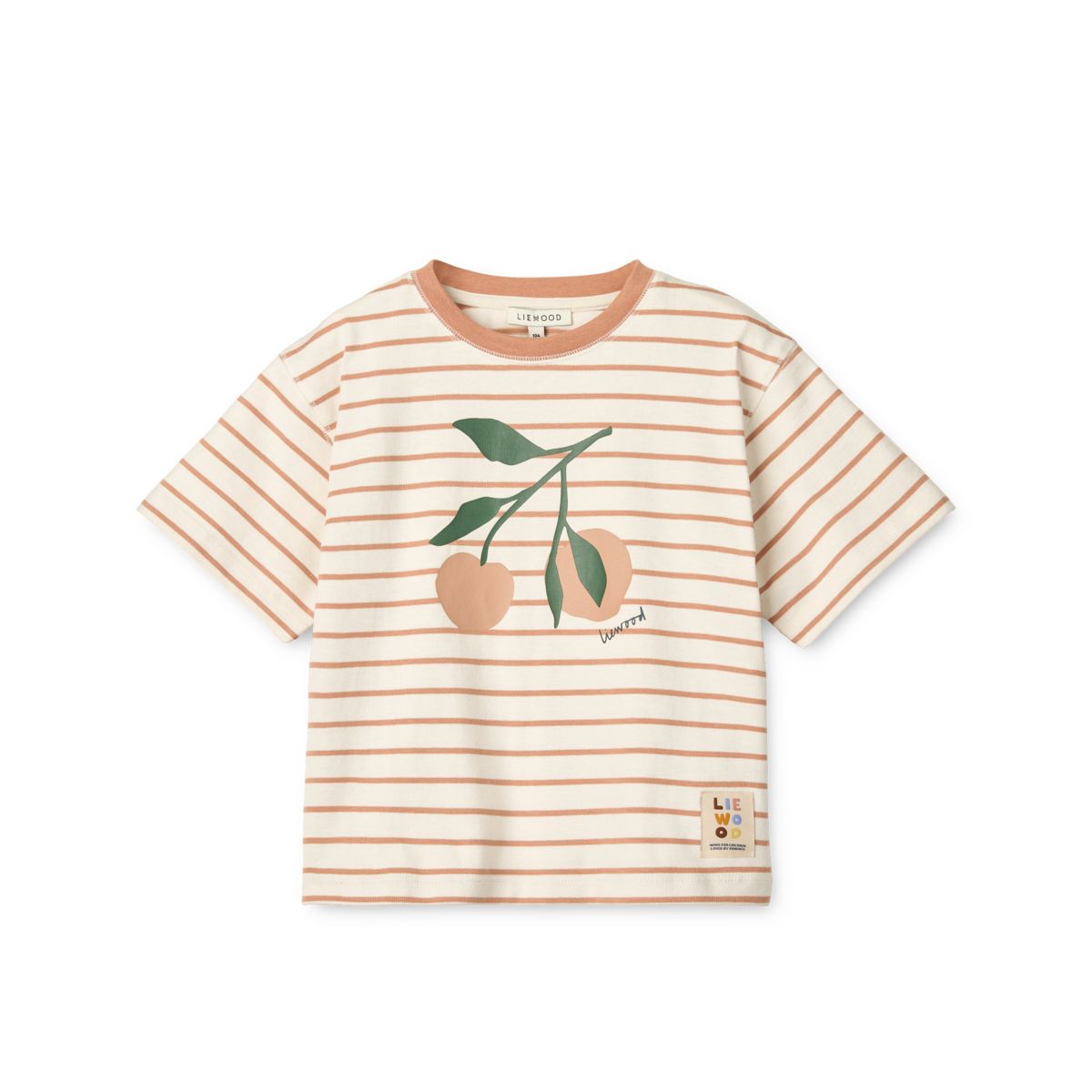Liewood TYLER gestreiftes Kurzarm T-shirt - Peach / Stripe tuscany rose / creme de la creme - T-shirt