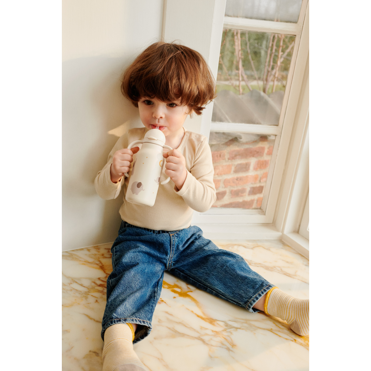 Liewood KIMMIE Bedruckte Flasche 250 ml - Elephant / Creme de la creme - Wasserflasche