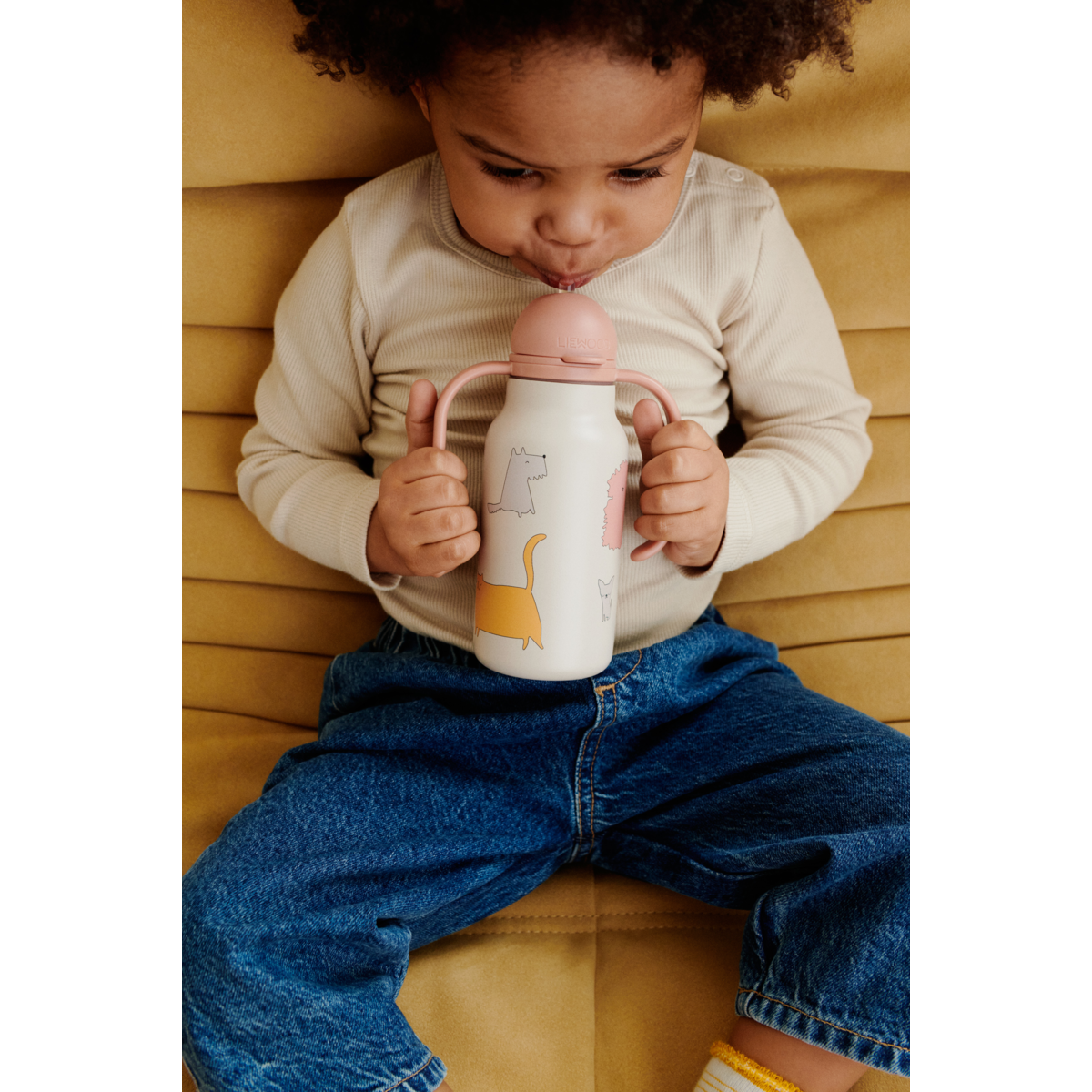 Liewood KIMMIE Bedruckte Flasche 250 ml - Cats and Dogs / Sandy - Wasserflasche