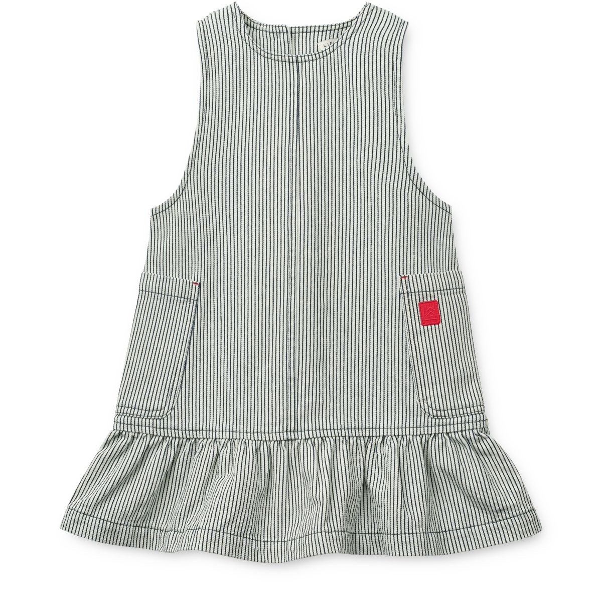 Liewood Angelica Striped Denim Frill Dress - Classic navy / Creme de la creme - DRESS