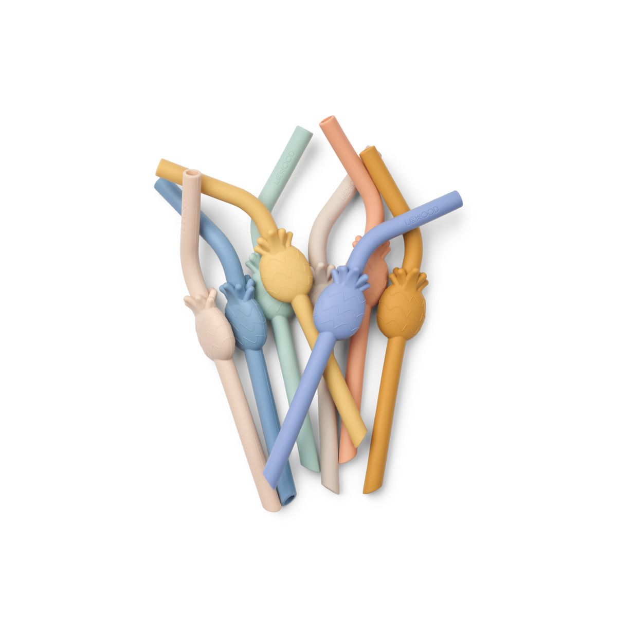 Liewood Carlson Trinkhalme mit Ananasmotiv, 8Er-Pack - Sandy multi mix - Strohhalm