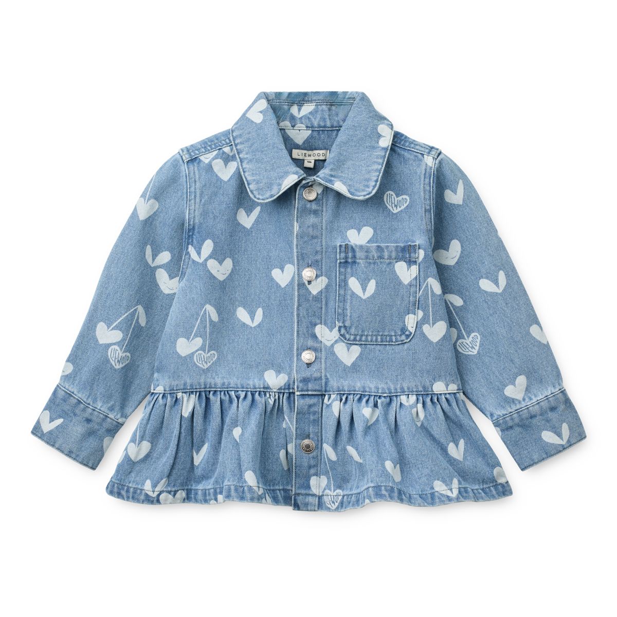 Liewood KENZA bedruckte Denim Hemdjacke - Sweethearts / light blue denim - Obershirt