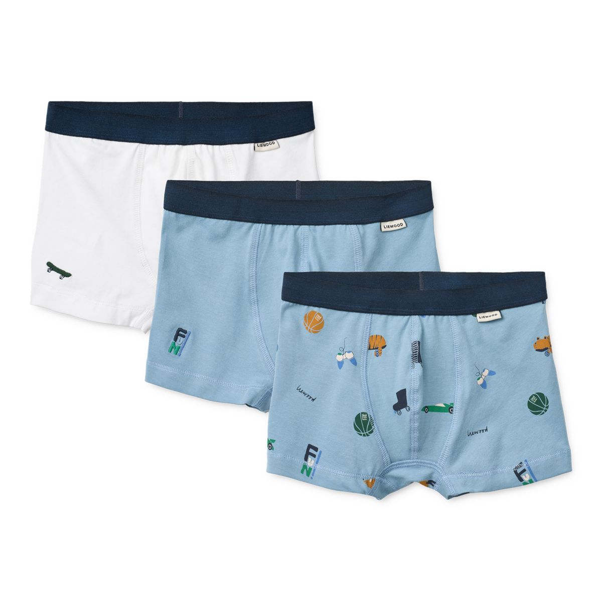 Liewood MARVIN Boxershorts 3er-Pack - Fun / Crisp white / beach blue / mix - Boxershorts