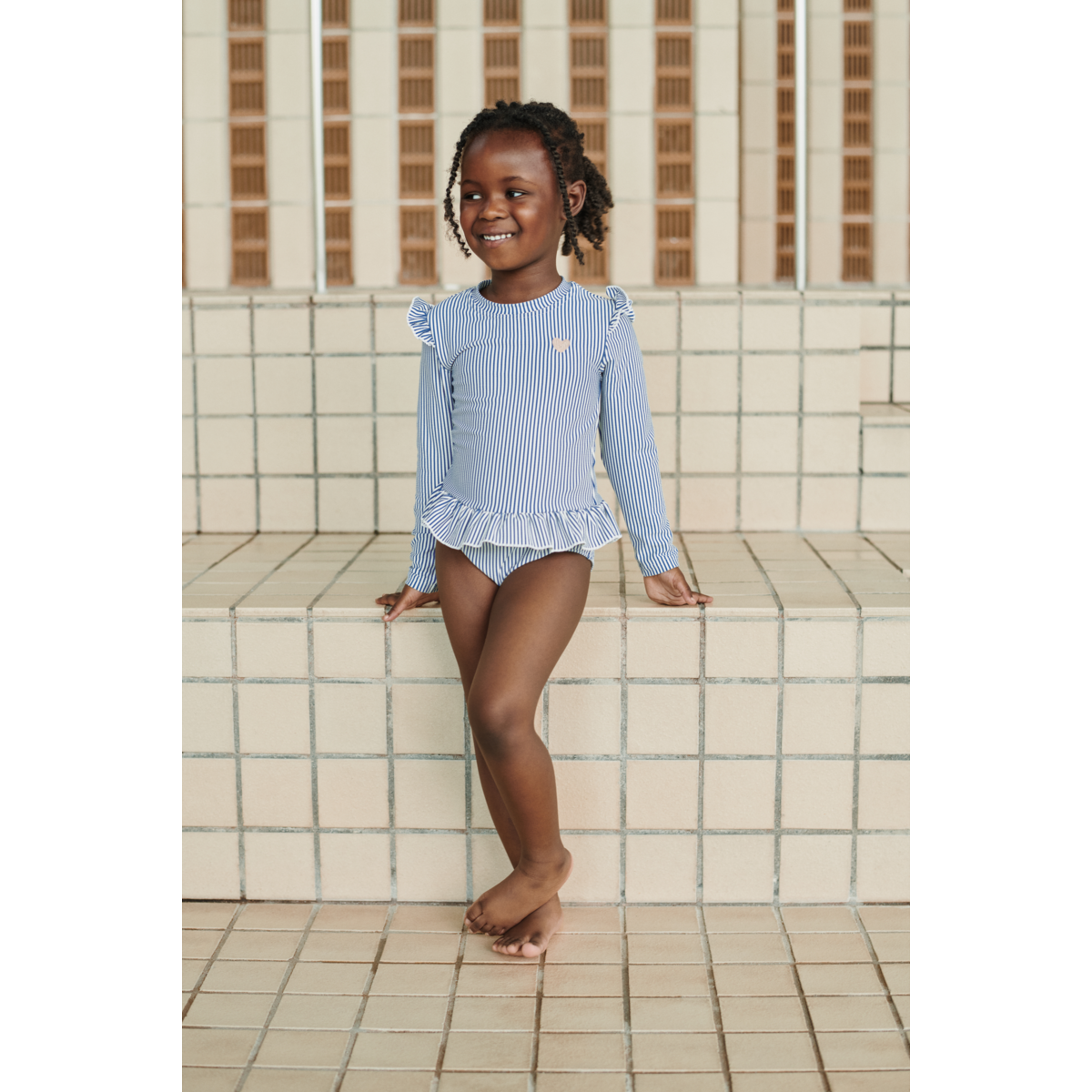 Sille Baby-Badeanzug aus Seersucker in Jumpsuit-Passform - Riverside / Creme de la creme