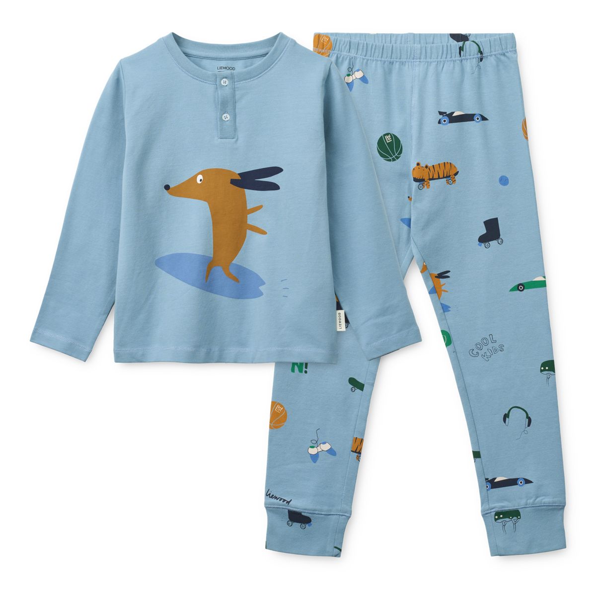 Liewood WILHELM bedrucktes Pyjama-Set - Dog / fun / beach blue / mix - Pyjama-Set