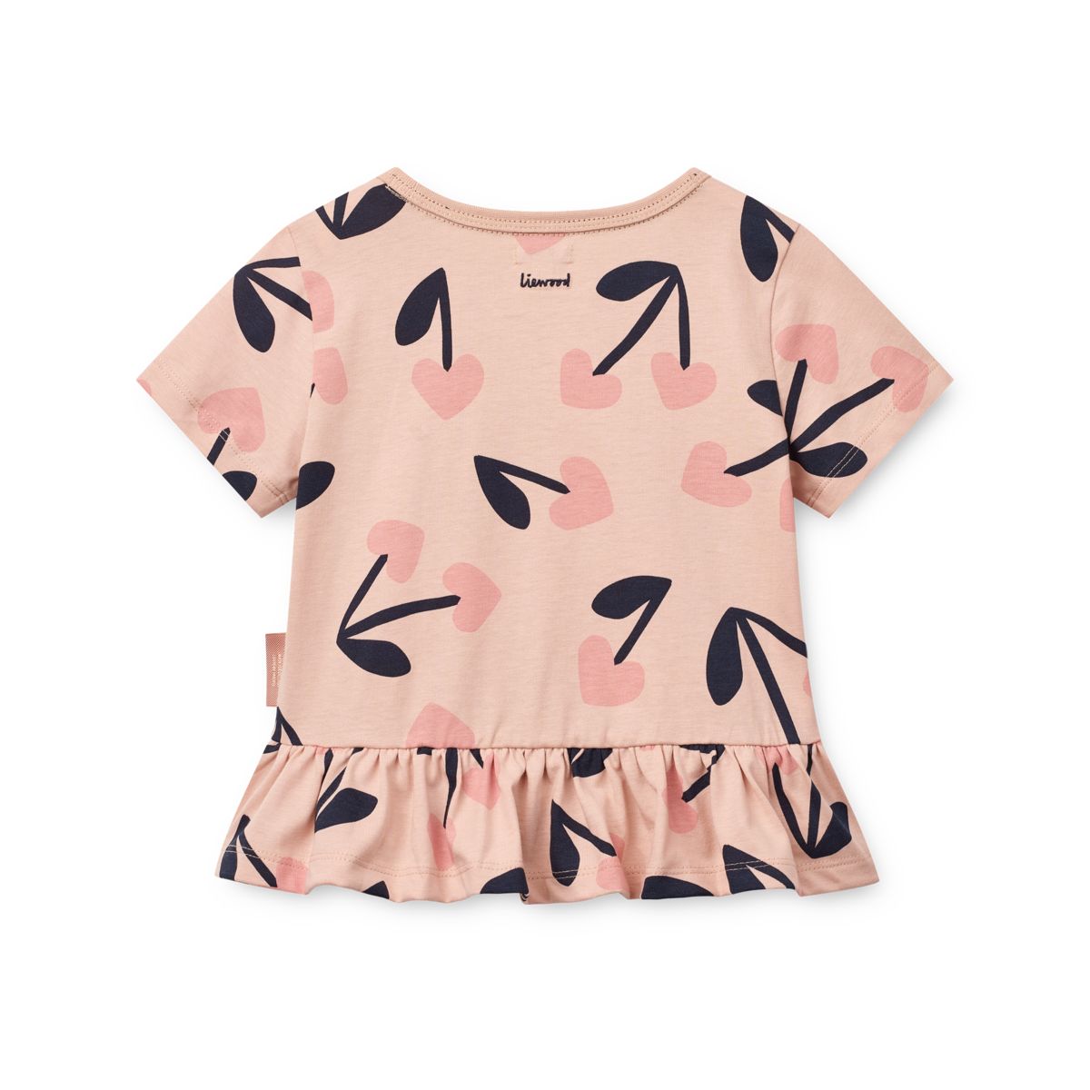 Liewood Kya Short-sleeve peplum T-shirt - Mega Cherry heart / Rosey - TSHIRT
