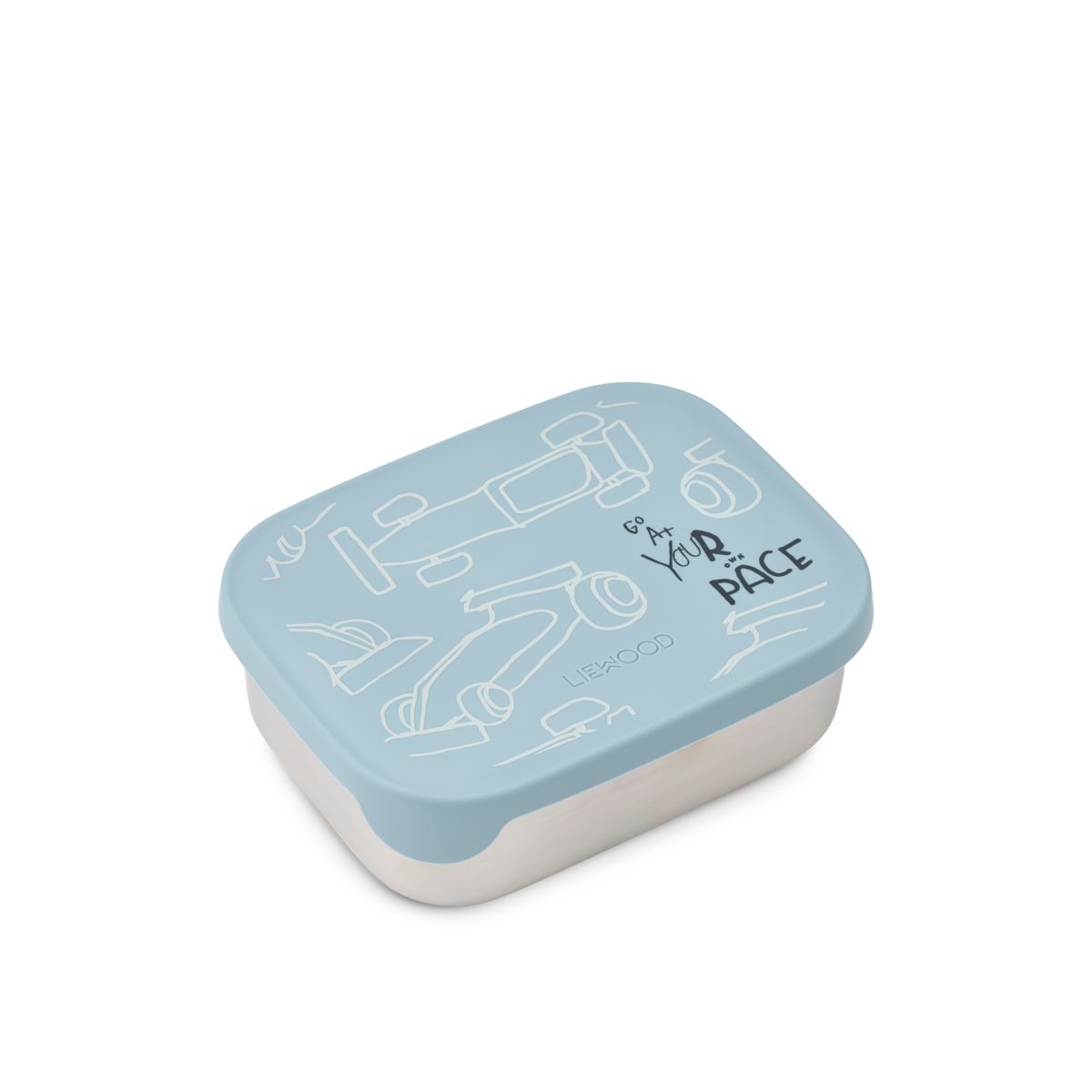 Liewood ARTHUR Steel Lunchbox - Race cars / Beach blue - LUNCHBOX