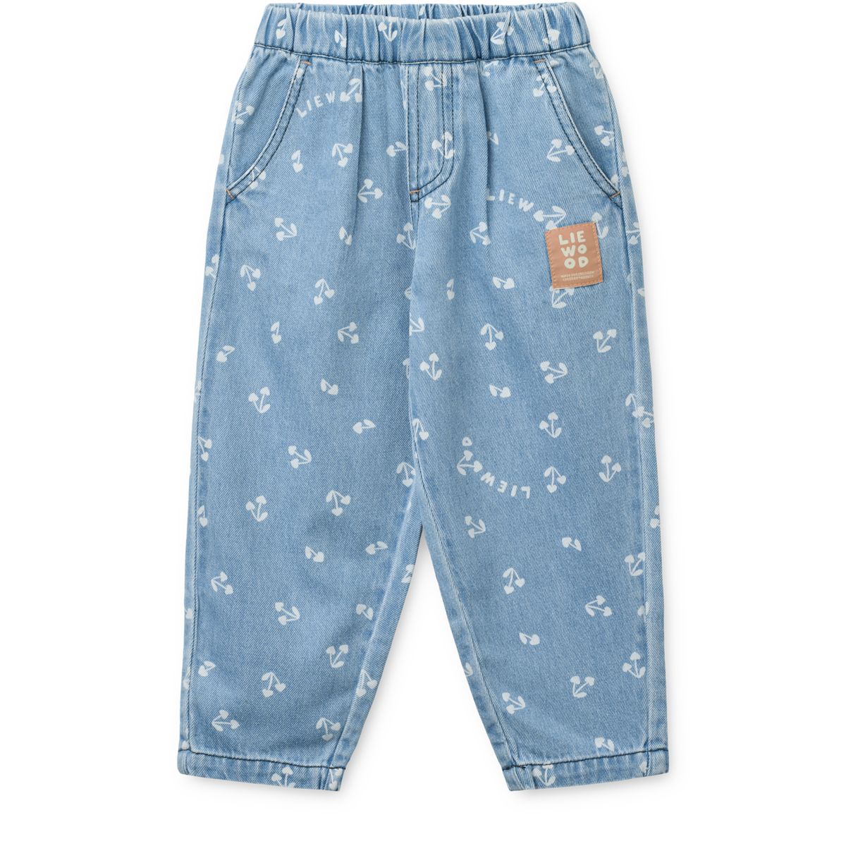 Liewood Borris Light Print Denim Pants - Cherry heart sandy / Denim - PANTS