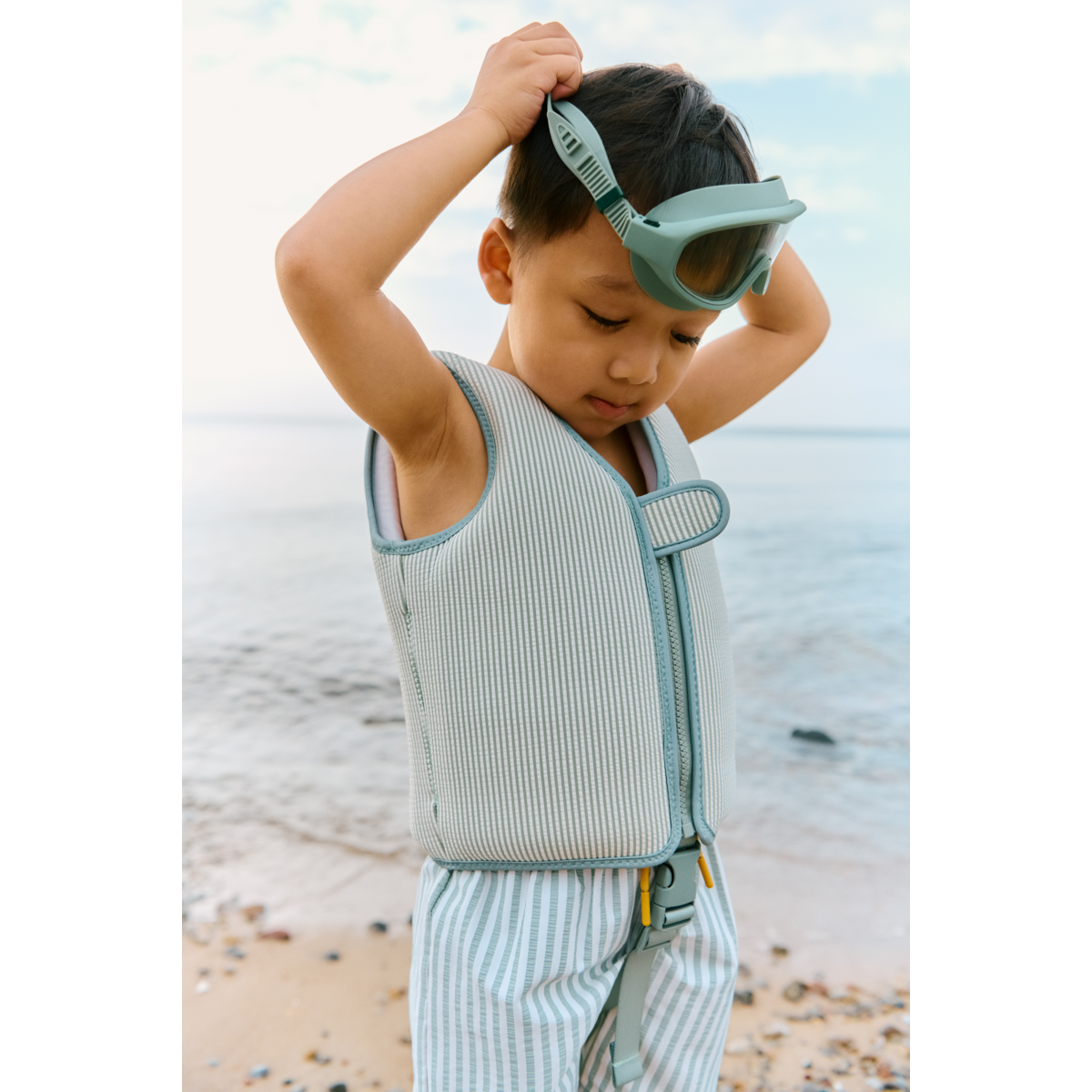 Liewood DUKE Streifen Boardshorts - Stripe Peppermint / Crisp white - Badeshorts