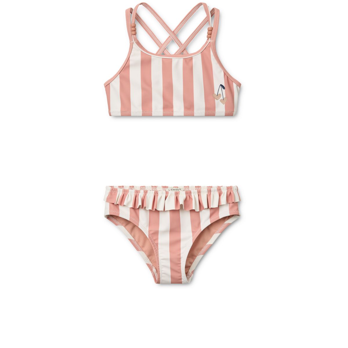 Liewood BELLE gestreifter Bikini - Coral blush / creme de la creme stripe - Bikini
