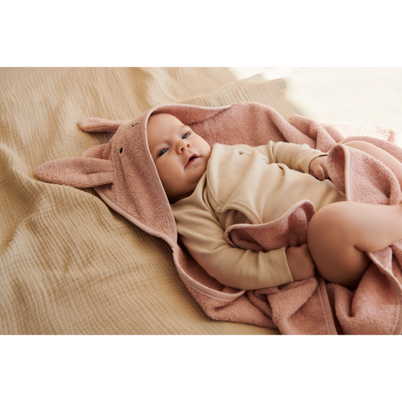 Albert Babyhandtuch mit Kapuze - Rabbit rose