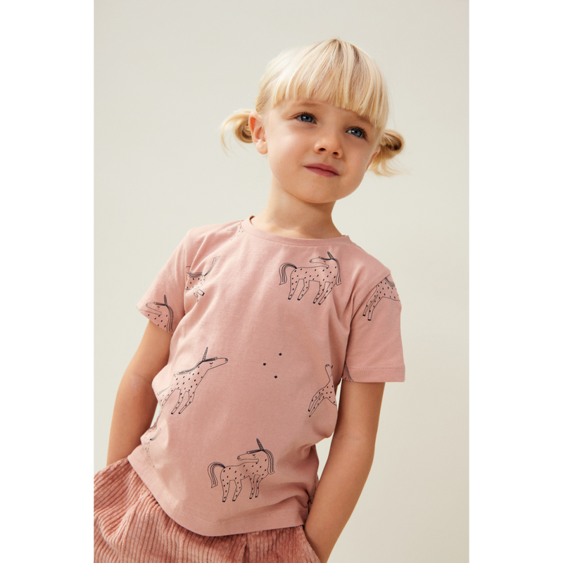 Liewood Apia Bedrucktes Kurzarm T-Shirt  - Unicorn / Pale tuscany - T-shirt