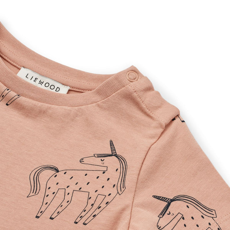 Liewood Apia Baby Bedrucktes Kurzarm T-Shirt - Unicorn / Pale tuscany - T-shirt