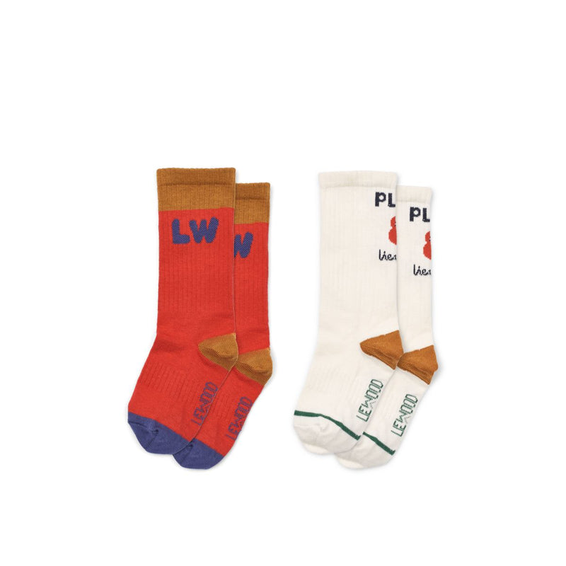 Liewood Annette Socken 2er-Pack - Apple red / Creme de la creme mix - Socken/Strümpfe