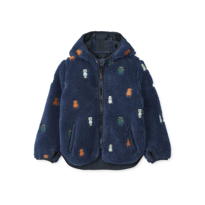 Liewood Mara Fleecejacke mit Kapuze - Robots / Indigo blue - Jacke