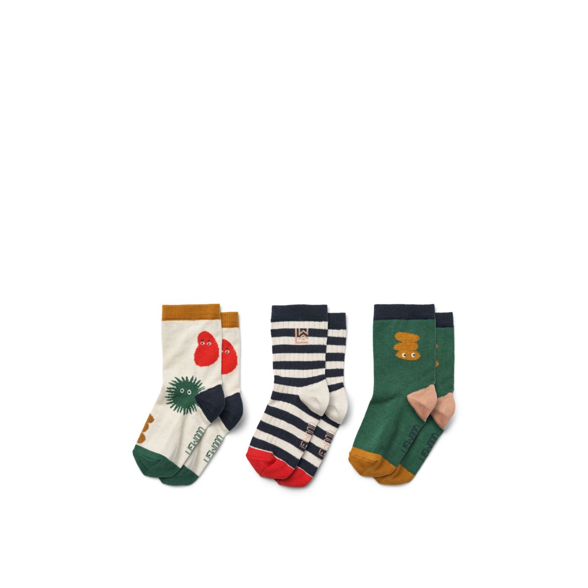 Liewood Silas Baumwoll Socken 3er Pack - The Liewood gang / Sandy mix - Socken/Strümpfe