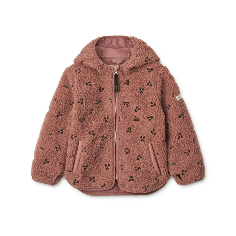 Liewood Mara Fleecejacke mit Kapuze - Cherries / Dark rosetta - Jacke