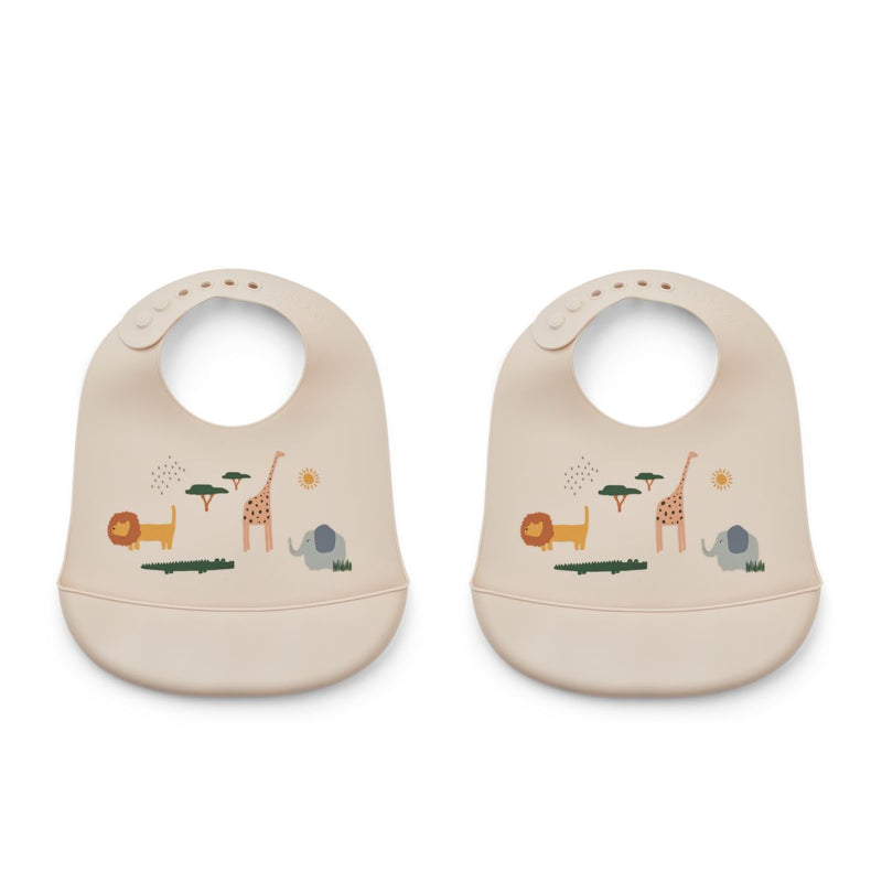 Liewood Tilda Silikon Lätzchen 2er Pack - Safari sandy mix - Lätzchen