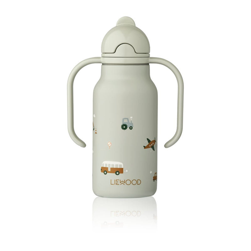 Liewood Kimmie Wasserflasche aus Stahl 250 ml - Vehicles / Dove blue - Wasserflasche