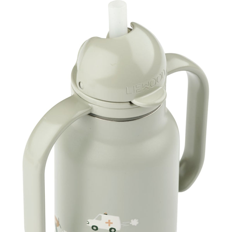 Liewood Kimmie Wasserflasche aus Stahl 250 ml - Vehicles / Dove blue - Wasserflasche