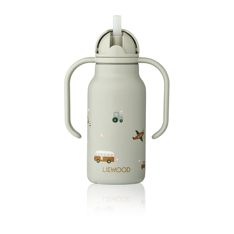 Liewood Kimmie Wasserflasche aus Stahl 250 ml - Vehicles / Dove blue - Wasserflasche