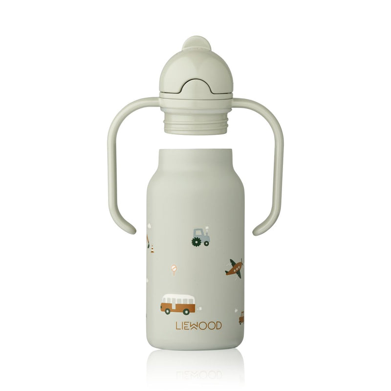 Liewood Kimmie Wasserflasche aus Stahl 250 ml - Vehicles / Dove blue - Wasserflasche
