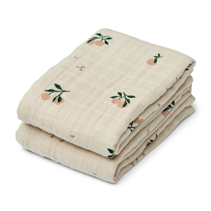 Liewood Lewis Baumwollmusselin Tuch 2er-Pack - Peach / Sea shell mix - Musselin Tuch