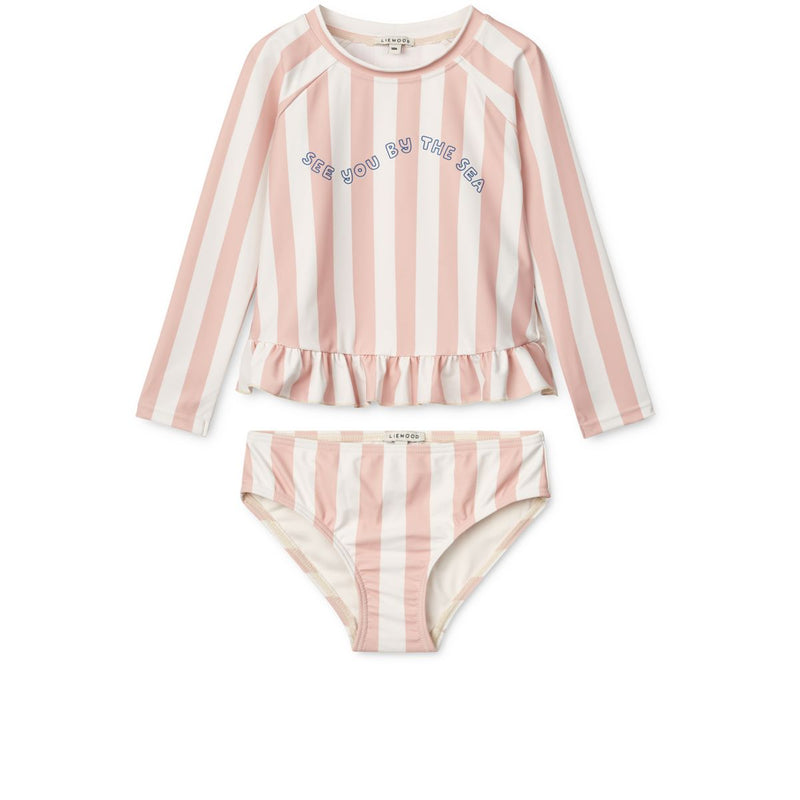 Liewood Dagny Badeset - Y/D stripe Sorbet rose / creme de la creme - Schwimm-T-Shirt