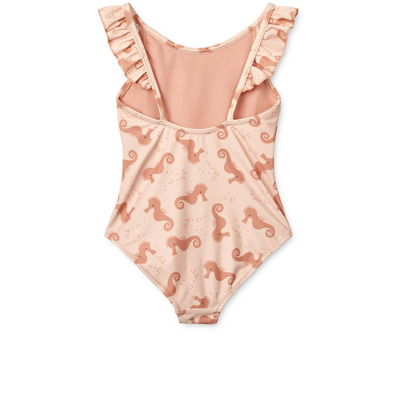 Liewood Kallie Badeanzug mit Print und Rüschen - Seahorse / Apple blossom - Badeanzug