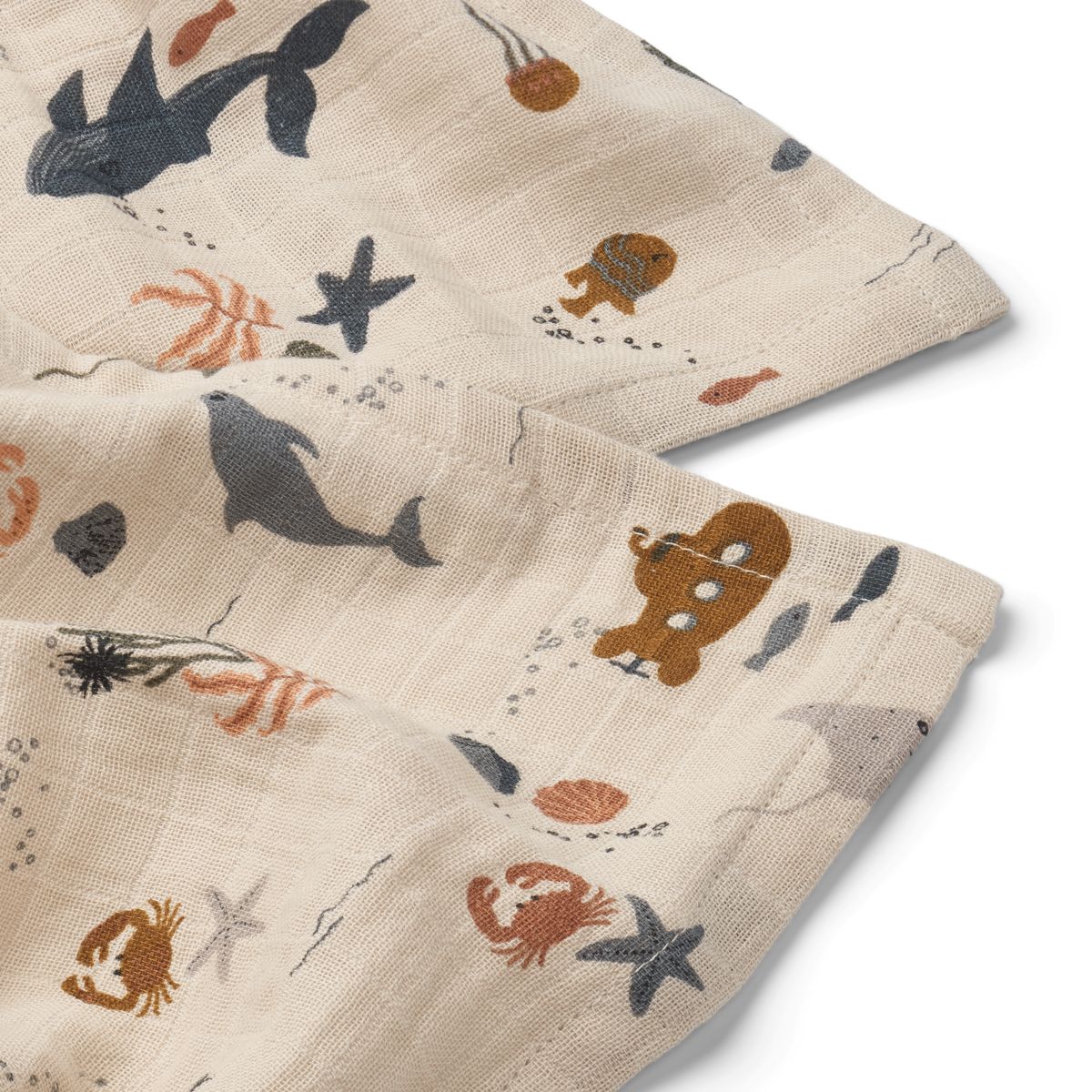 Lewis Baumwollmusselin Tuch 2er-Pack - Sea creature / Sandy