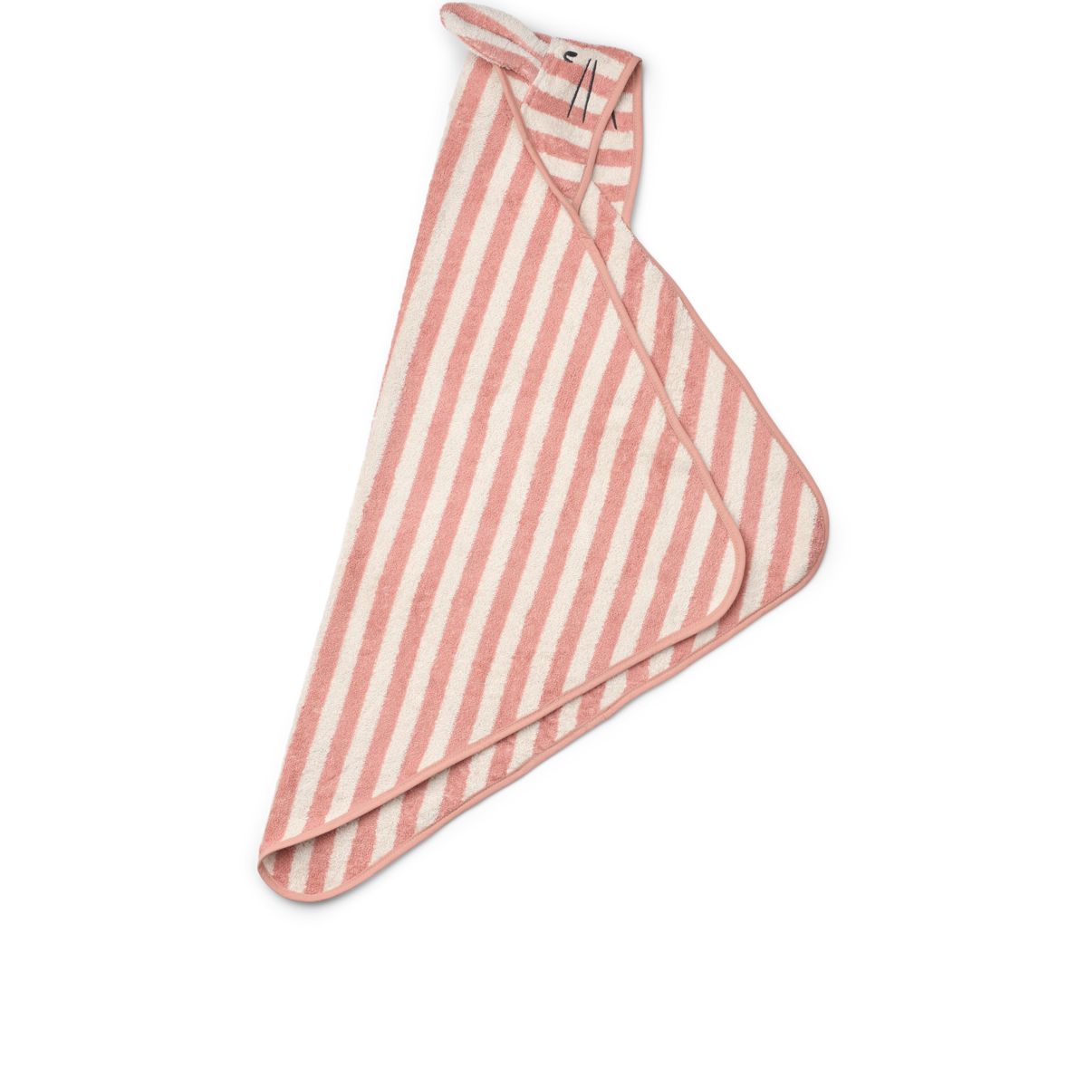 ALBERT Babyhandtuch mit Kapuze - Coral blush / creme de la creme stripe
