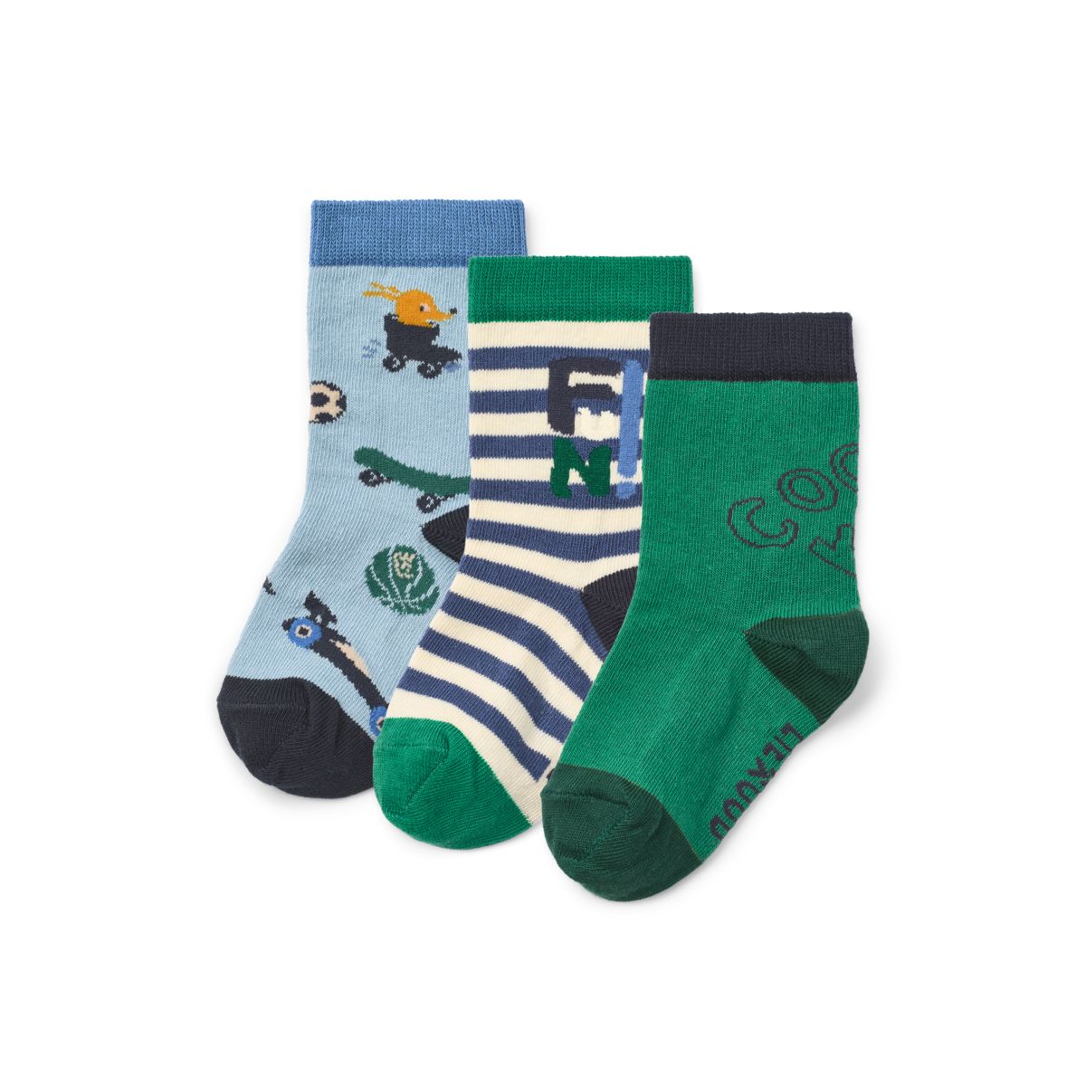 Liewood Silas Baumwoll Socken 3er Pack - Fun / Beach blue mix - Socken/Strümpfe